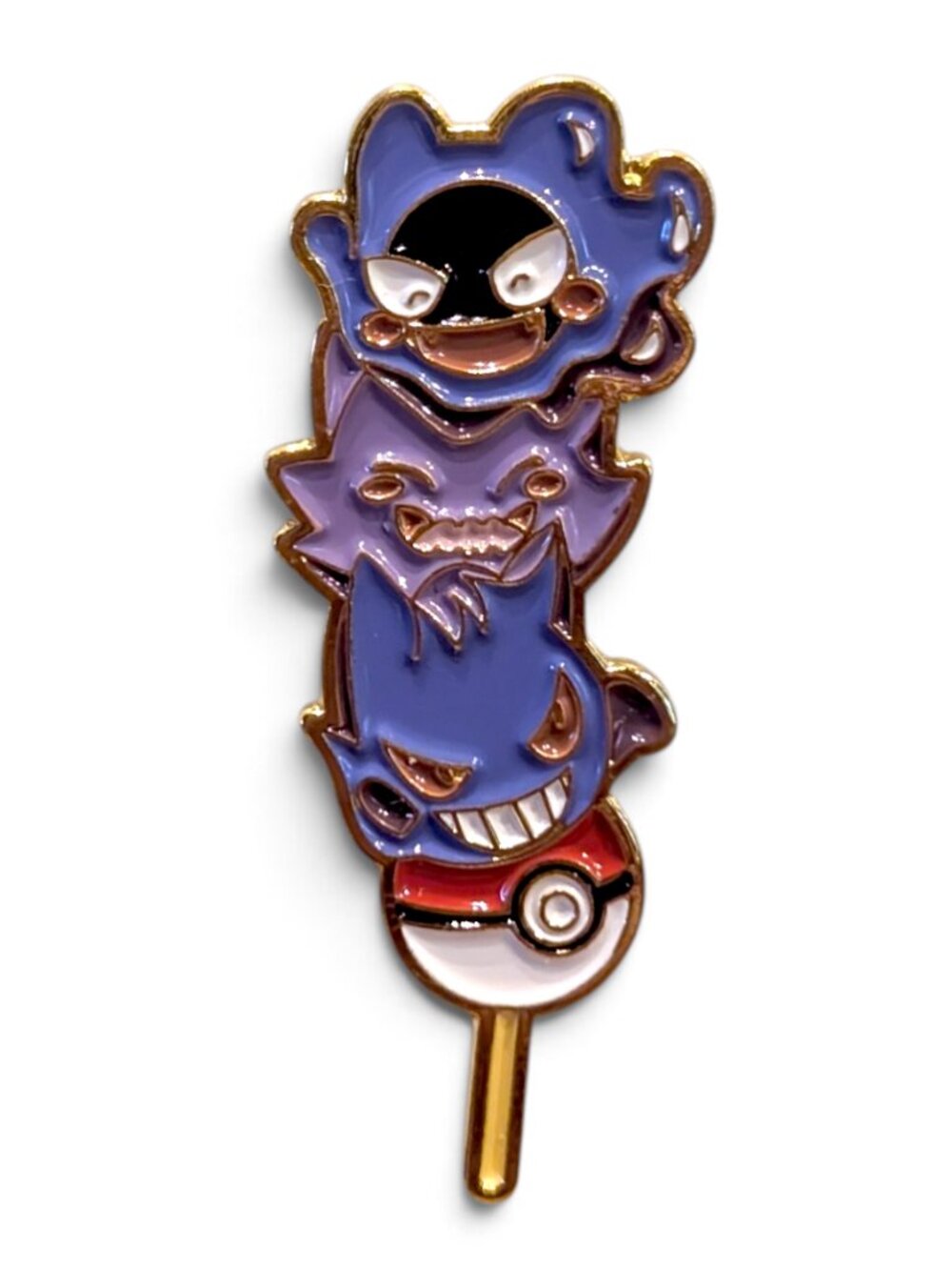 Anime Enamel Fantasy Pokemon Pin: Gastly Haunter Gengar Dango Skewer